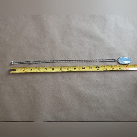 Kendra Scott Reid Silver Necklace with Light Blue Pendant Adjustable Length - Picture 5 of 5